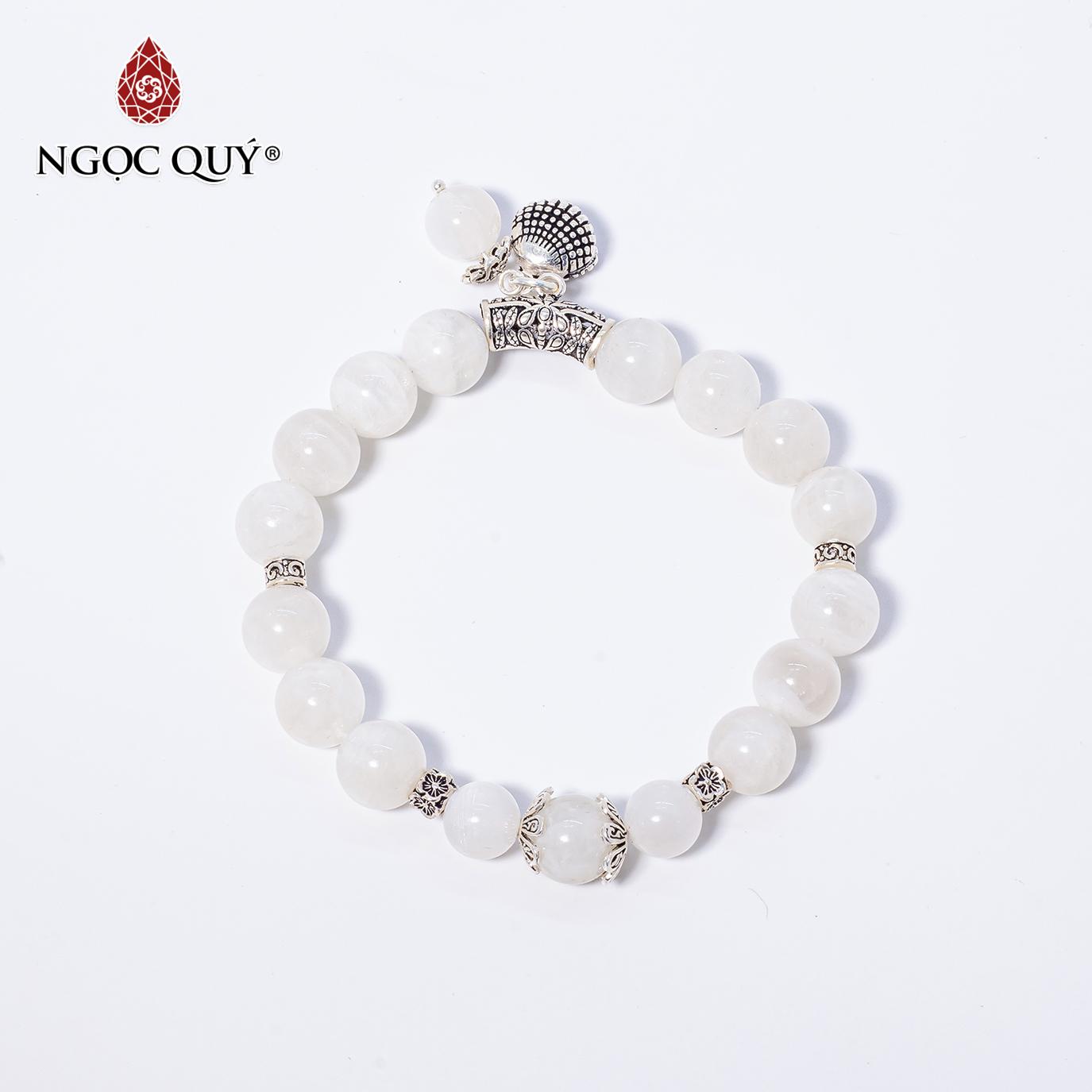 [HCM]Vòng Tay Đá Xà Cừ Trắng Phối Phụ Kiện Sò Biển Bạc Mệnh thủykim 8mm - Ngọc Quý Gemstones