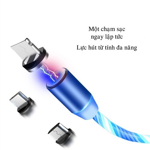 [HCM][Mua 1 được 3] Cáp sạc từ hút nam châm đầu micro usb type C và iPhone 360 độ dây dù