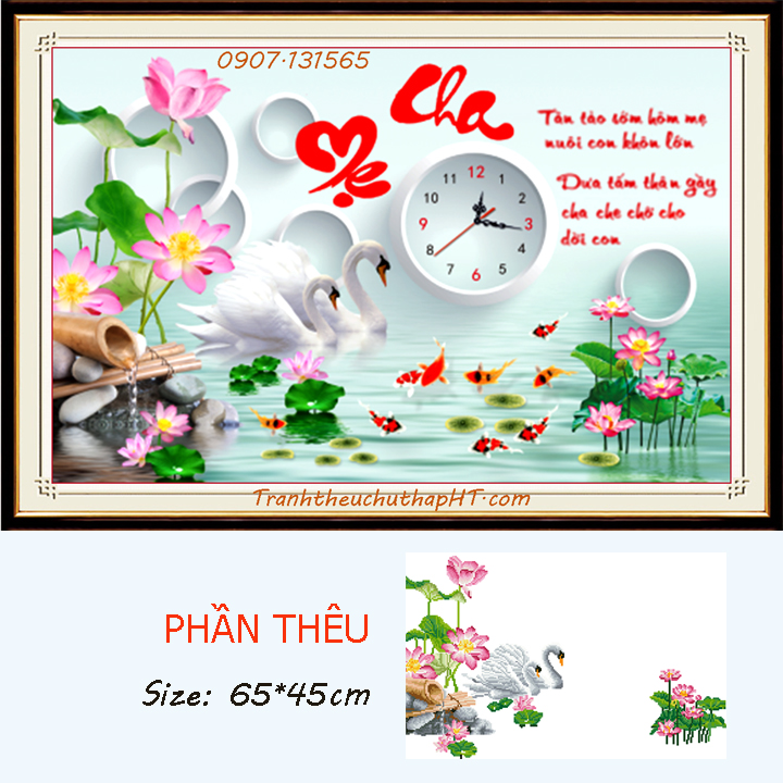 Tranh thêu chữ thập - tranh đính đá cha mẹ vs486: 70*50cm - tự đính