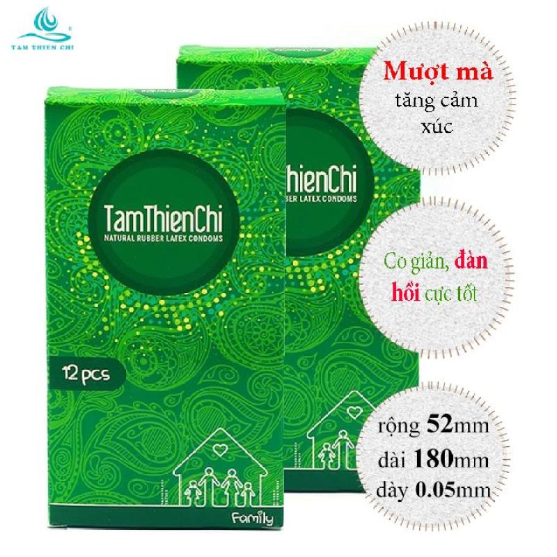 Bao cao su Tâm Thiện Chí Gia đình FAMILY mỏng trơn 2 hộp x 12 chiếc TTC