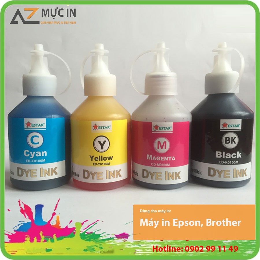 Bộ 4 màu mực in phun Estar dùng cho máy in Epson và Brother giá rẻ