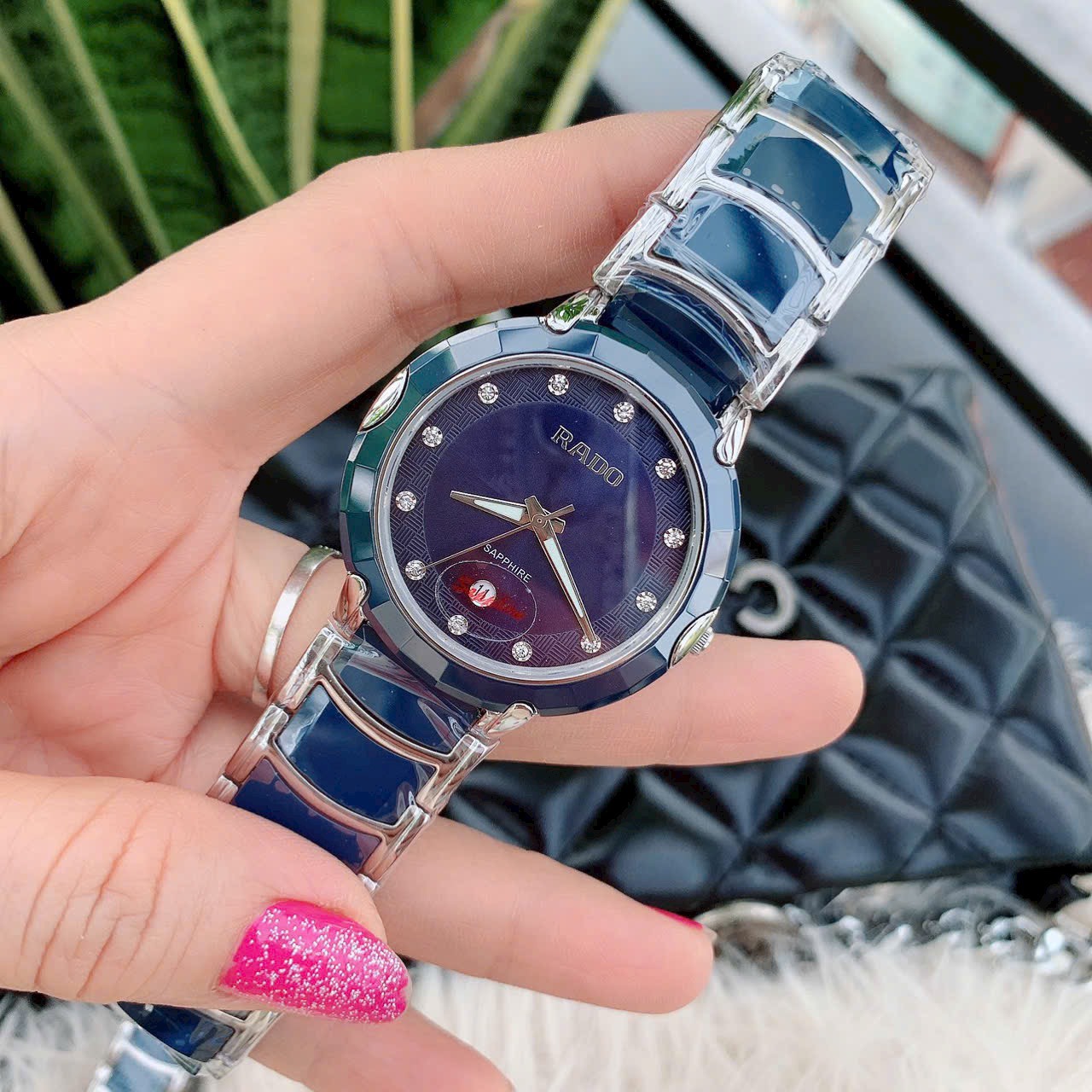 R. AD0 size 40mm waterproof luxury ceramic stone metal strap men's watch Sapphire fullbox