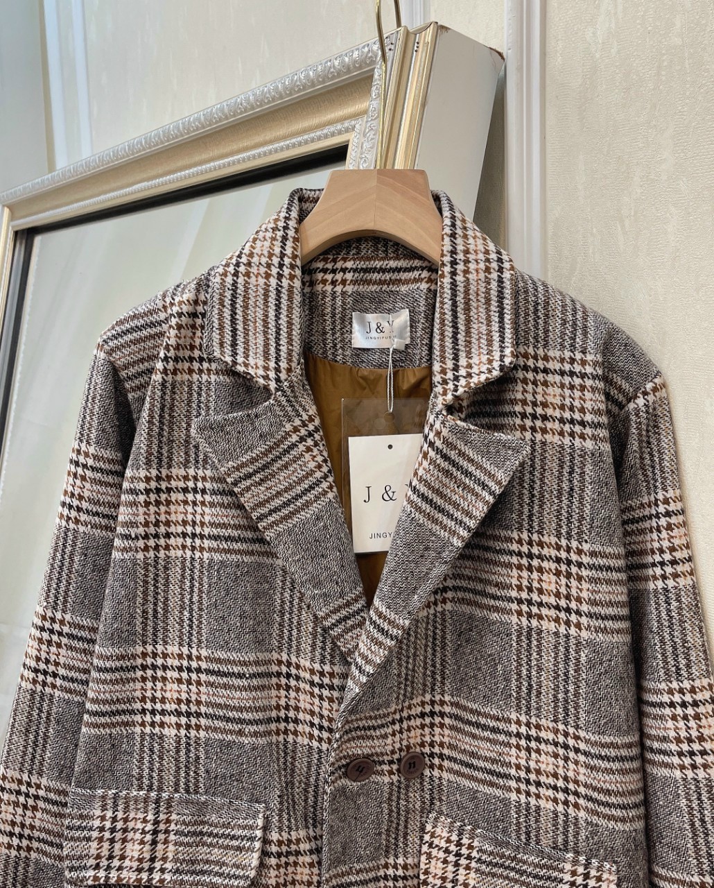 ( Giá Lẻ Sỉ Bằng Sỉ) Áo Dạ Nữ Cổ Vest Cao Cấp, Áo khoác dạ kẻ