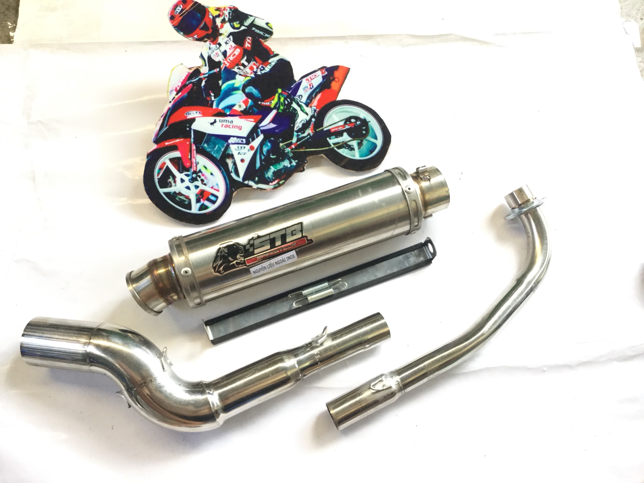 Pô STB inox Cổ Cong - Cả cổ Exciter 150 ..........,