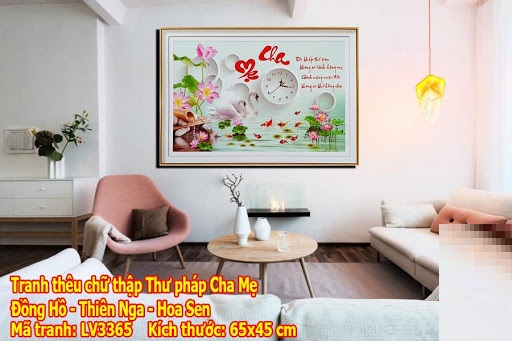 TRANH THÊU CHỮ THẬP THƯ PHÁP CHA MẸ LV3365