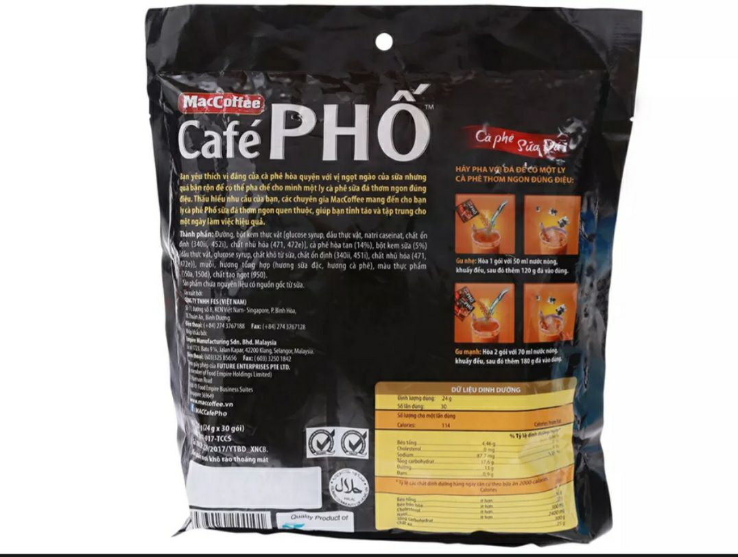 Cà Phê Phố Sữa Đá Bịch 30 Gói x 24g