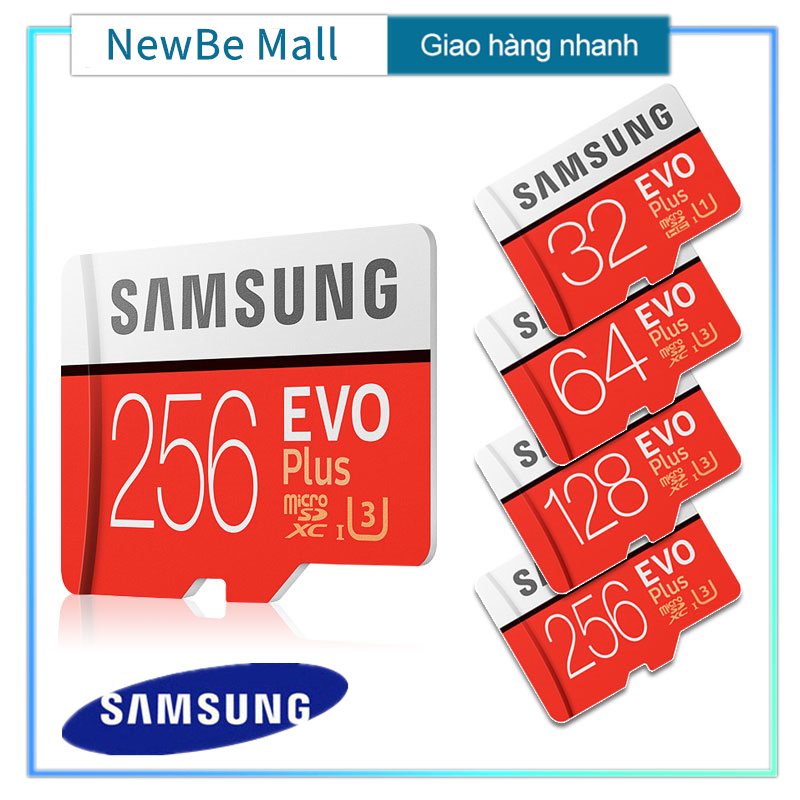 【New Be】Samsung EVO PLUS 32GB 64GB 128GB 256GB Thẻ nhớ Micro SD XC Class 10 32G 64G 128G 256G + Reader
