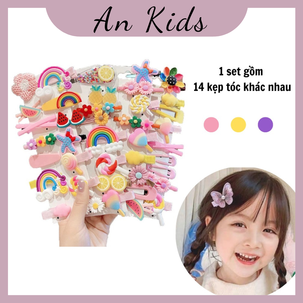 SET 14 KẸP TÓC ĐÁNG YÊU CHO BÉ GÁI Ankids