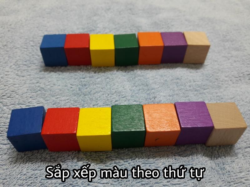 100 khối gỗ lập phương 2cm - cube 2cm (loại trộn màu)