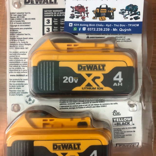[HCM]Pin dewalt mỹ 20 v 4ah