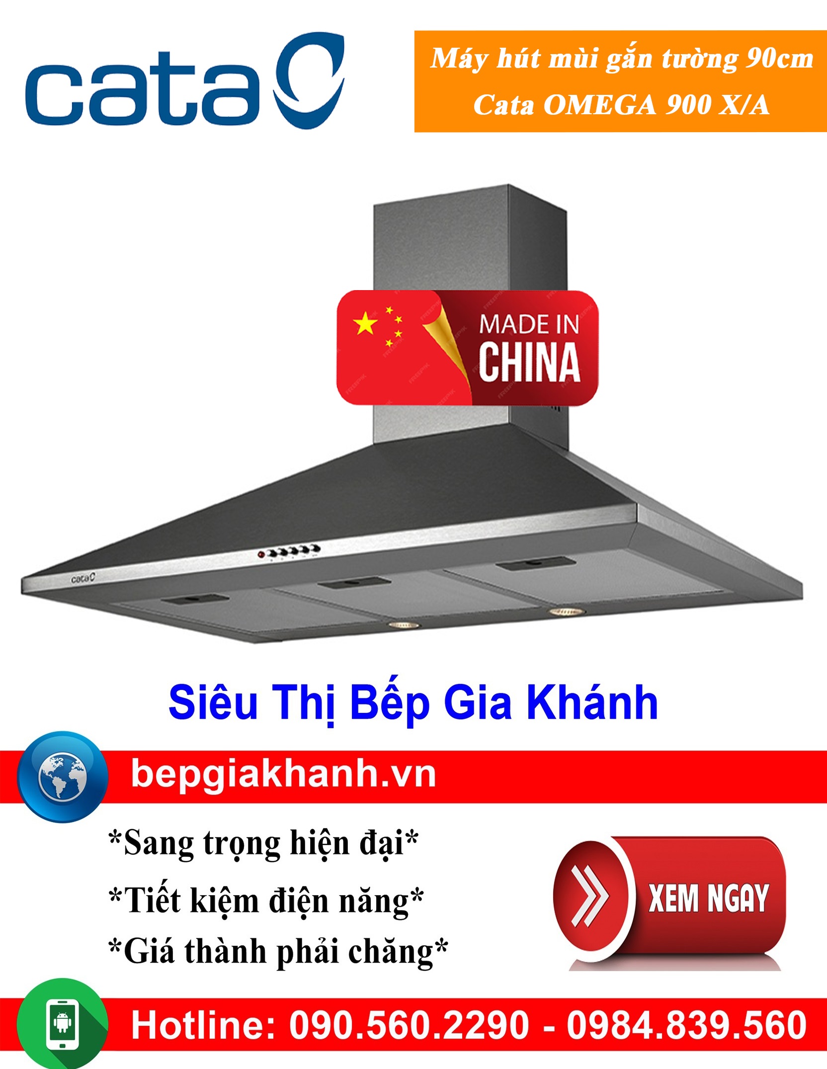[HCM]Máy hút mùi gắn tường chữ "T" 90cm Cata OMEGA 900 sản xuất Trung Quốc, máy hút mùi nhà bếp, máy hút mùi bếp, máy hút mùi kính cong, máy hút mùi canzy, máy hút mùi mini, máy hút mùi âm trần, máy hút mùi electrolux, may hut mui