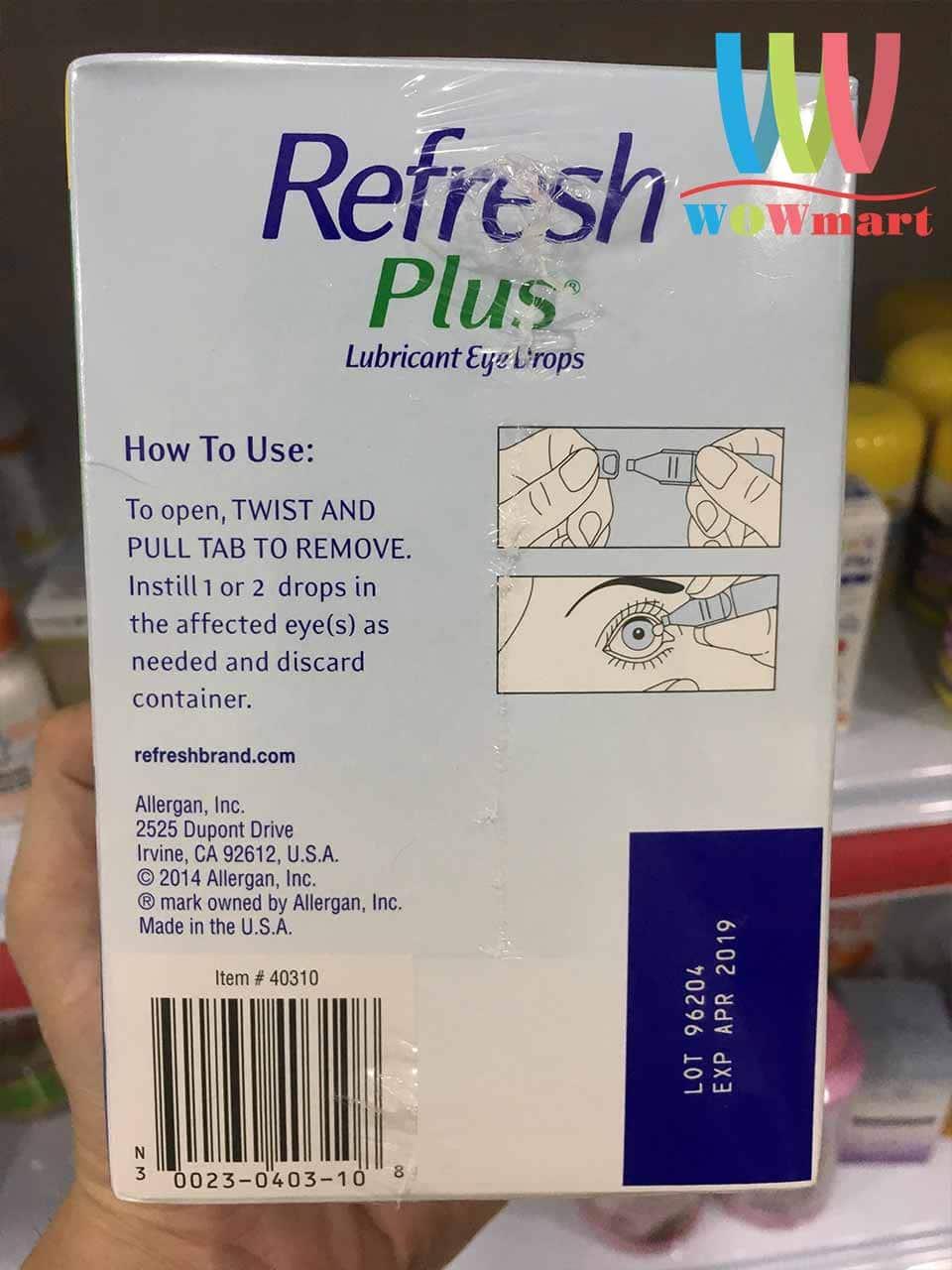 Nước nhỏ mắt Refresh Plus Lubricant Eye Drops 100 tép (dùng 1 lần) - MỸ