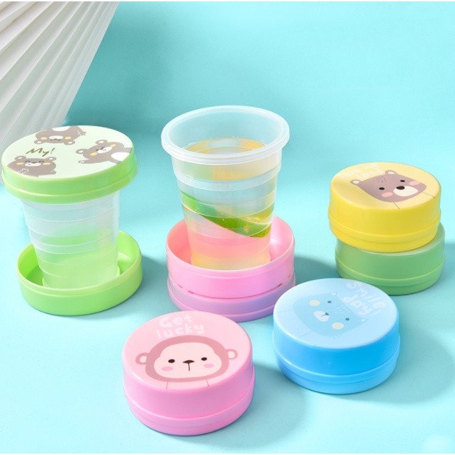 Ly gấp gọn lúa mạch du lịch có nắp 130ml - ly cốc uống nước lúa mạch gấp gọn xếp gọn tiện dụng