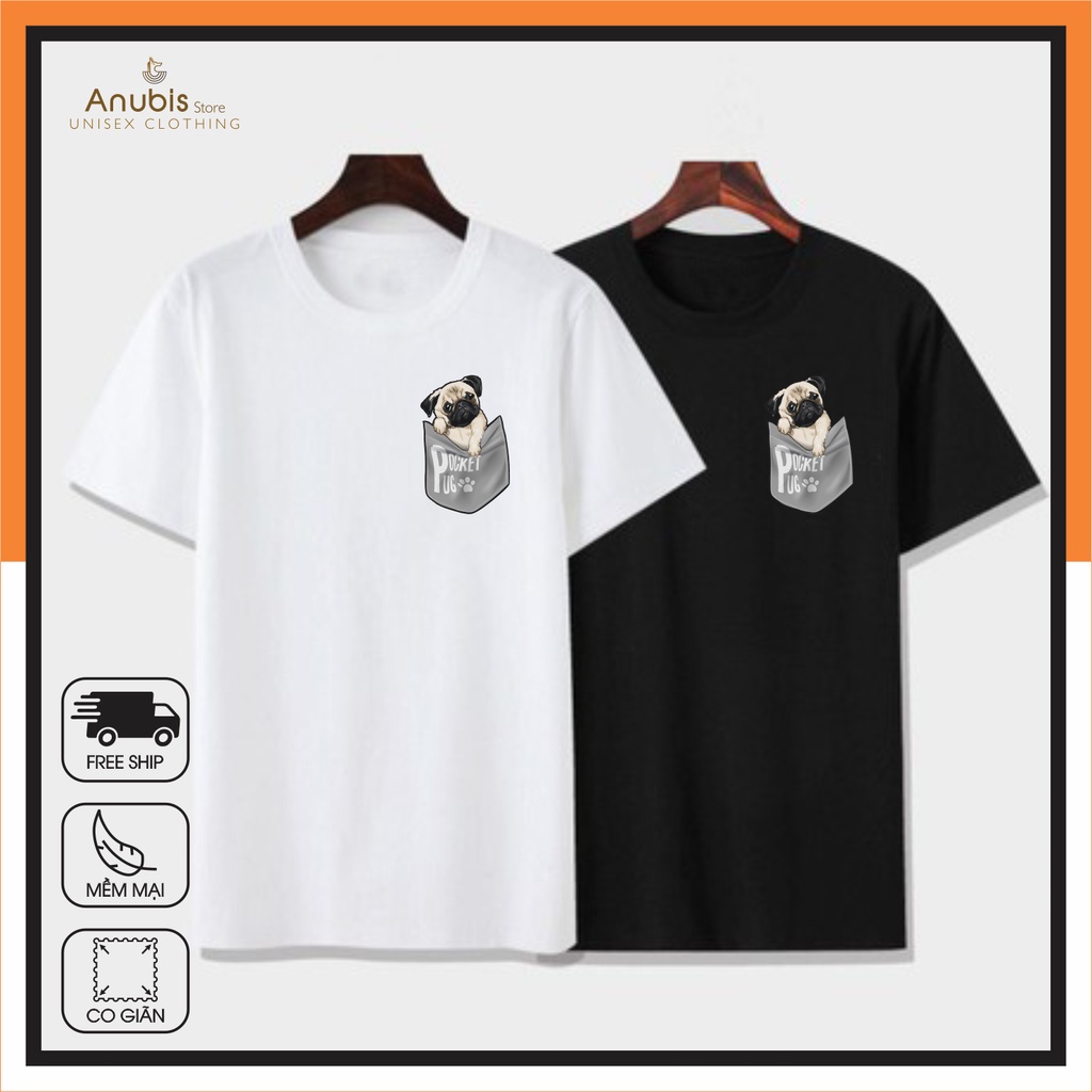 Áo thun unisex chó pug giả túi siêu cute