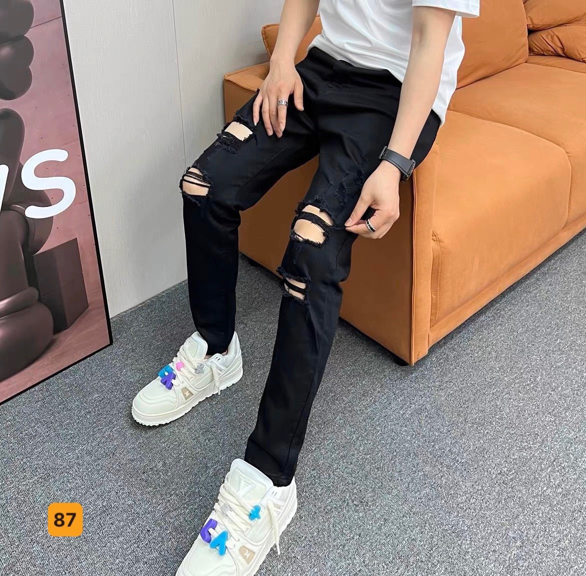 [Hoàn Tiền 15%] Quần jean nam đen rách cao cấp -Quần bò nam rách gối chất liệu denim - co giãn tốt ,hàng chuẩn shop- full team mác (ảnh thật shop chụp ) DIỄM NHI SHOP HGB005