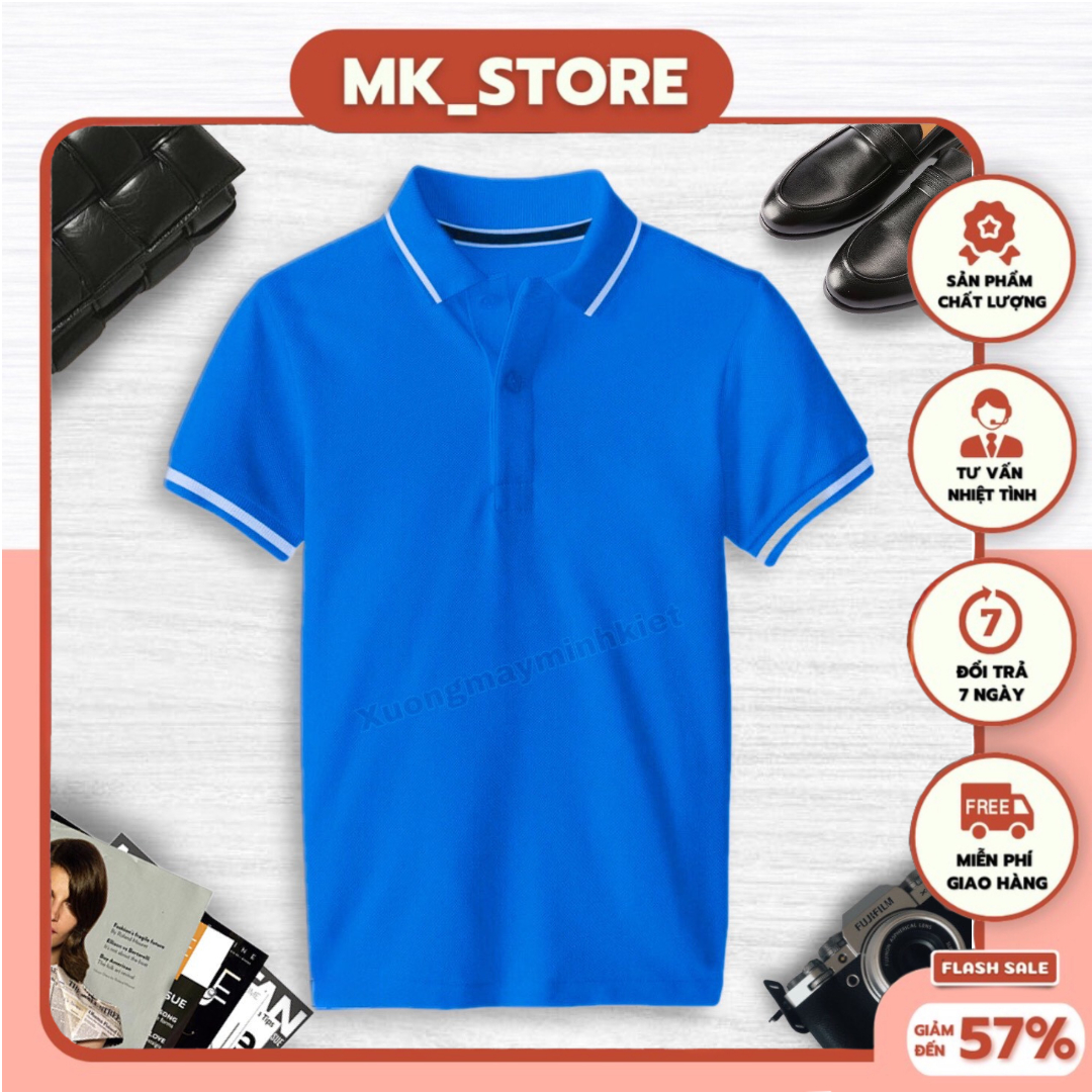 Áo thun Polo Phối Sọc Áo đồng phục  thời trang  Áo Thun Trụ Cá Sấu Mè áo thun phối viền thoáng mát giá tận xưởng