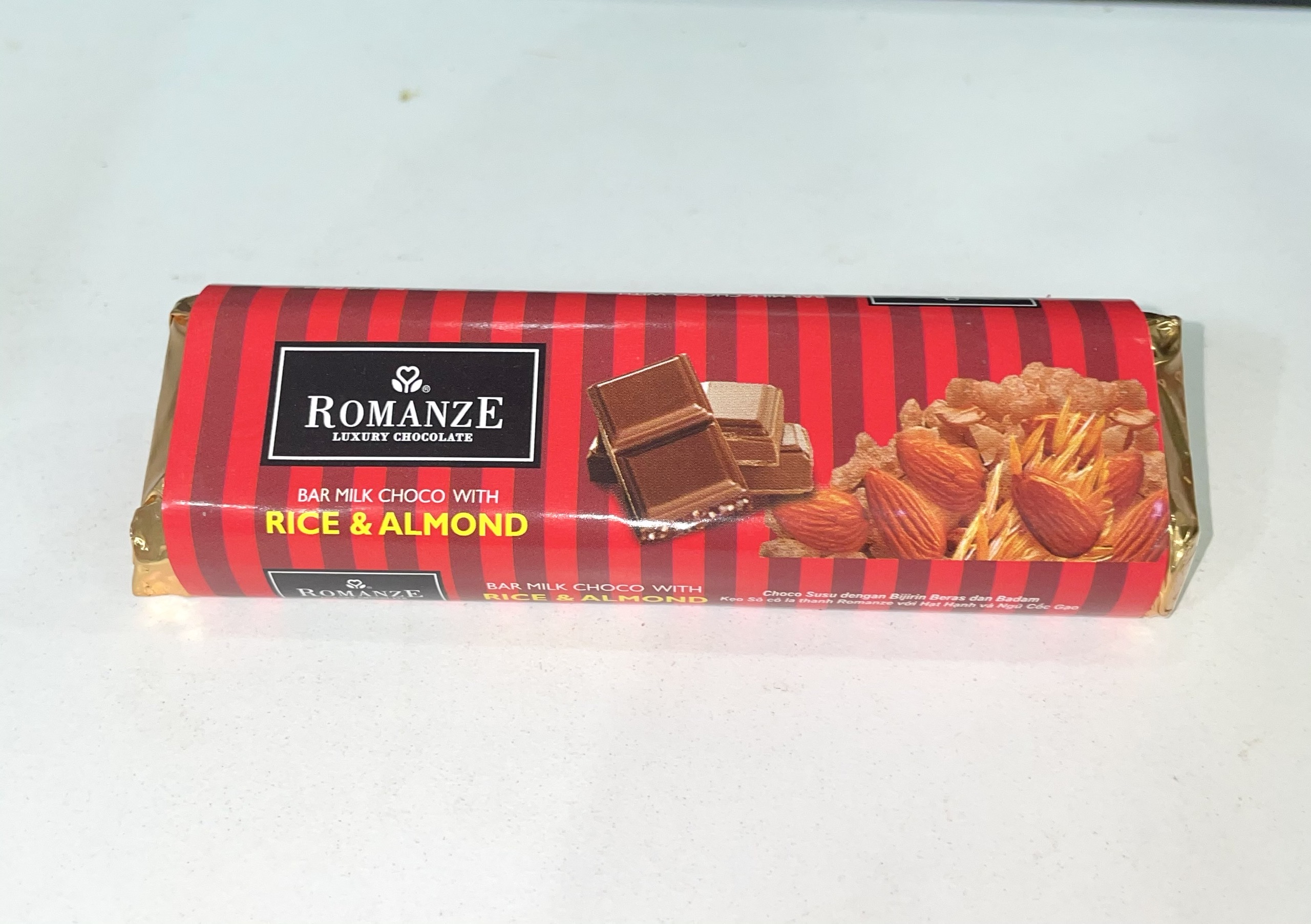BÁO GIÁ KẸO SOCOLA ROMANZE HẠNH NHÂN VÀ NGŨ CỐC GẠO ĐỎ 70PCS X 7.5G | Shopee Lazada Sendo Tiki mới nhất 4 Sôcôla Romanze Luxury Chocolate Nhân Gạo và Hạnh Nhân Almond (Thanh 40g-đỏ)