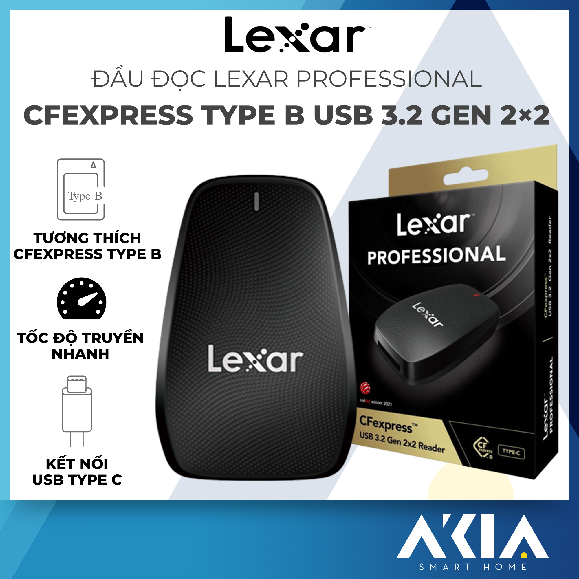 Lexar Professional CFexpress type B USB 3.2 card reader - LRW550U, fast transfer speed, compact size, 5 yrs warranty