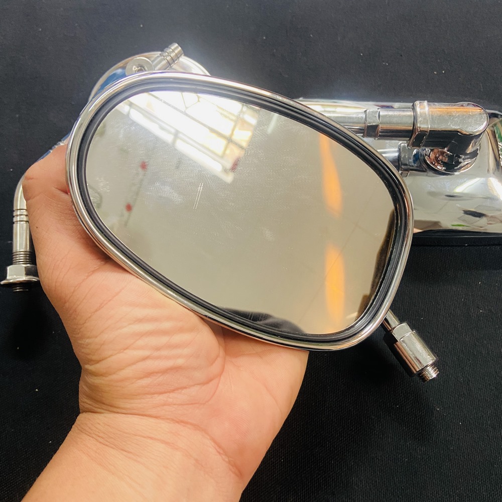 Gương Chiếu Hậu Xe Máy Kính Xanh Nano Chống Chói, Chân Thép Xi Inox Cực Đẹp