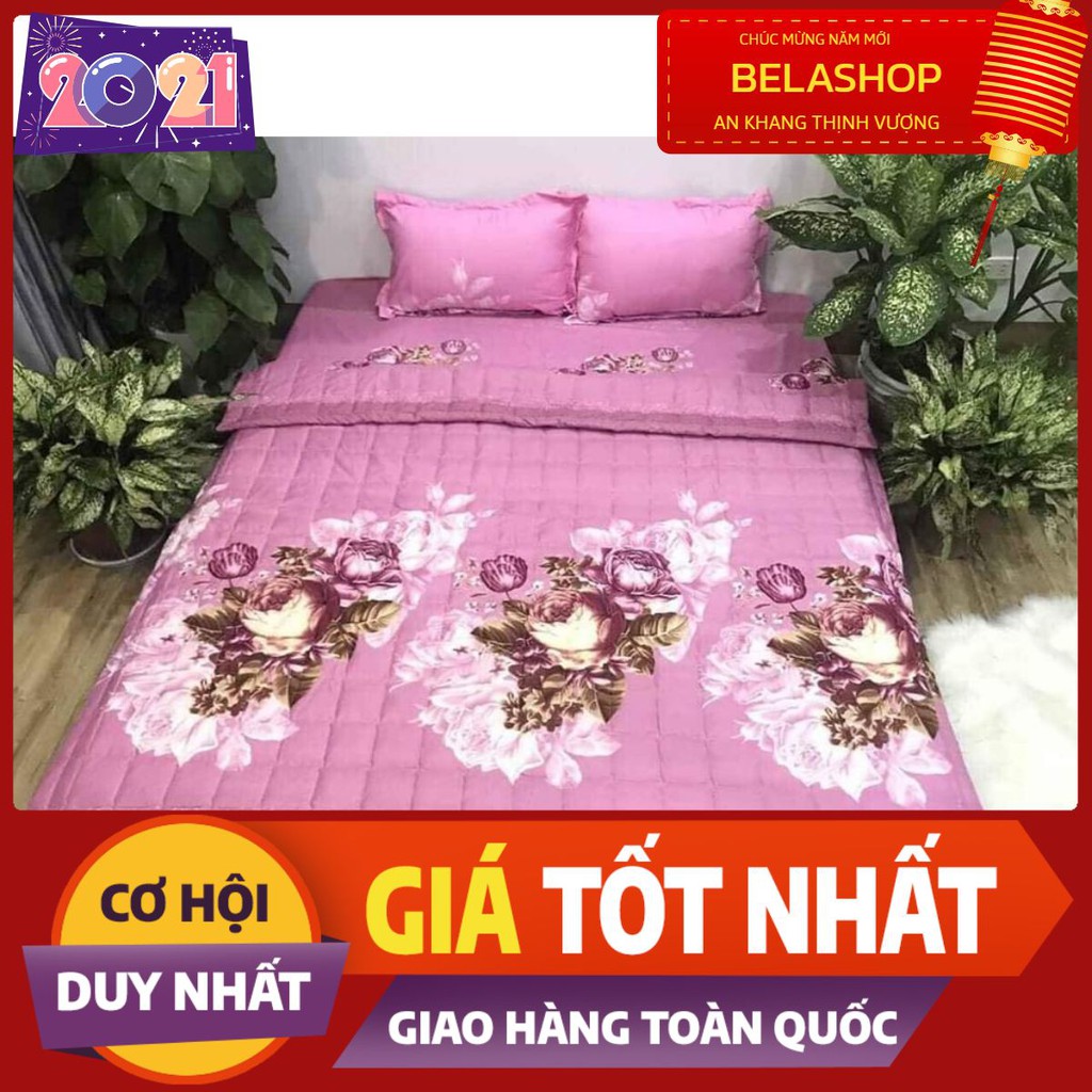 [HCM]Chăn hè thu trần bông 3 lớp poly mền trần bông mẫu hoa hồng 3D