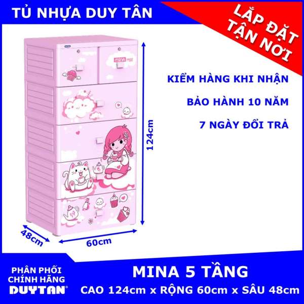 Tủ nhựa cao cấp Duy Tân MINA 5 tầng (Hồng Cô Bé)