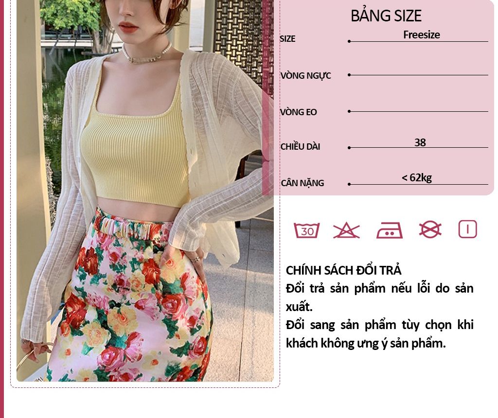 Áo croptop nữ kiểu cổ chữ U ôm sát nách