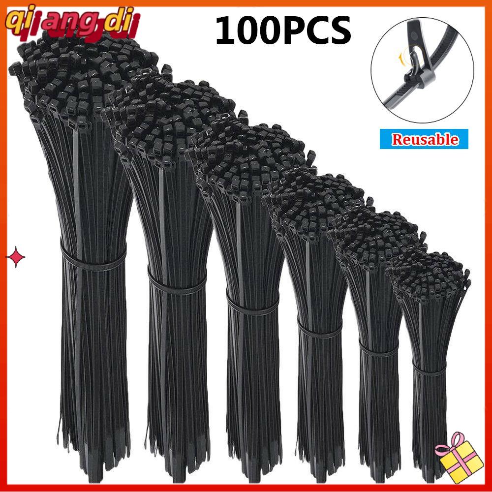 100Pcs Reusable Nylon Self-locking Releasable Wrap Strap Cable Tie Wire Binding Zip Ties