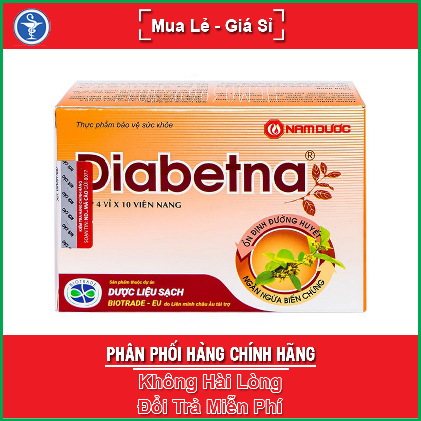 Diabetna Hộp 40 viên nang - Giúp Ổn Định Đường Huyết Ngừa Biến Chứng Bệnh Tiểu Đường