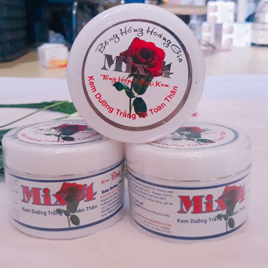 Kem mix4 bông hồng hoàng gia dưỡng trắng da toàn thân 80g