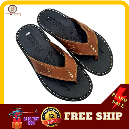 [HCM]DÉP KẸP NAM DA BÒ THẬT NDK11 (ĐEN+NÂU)