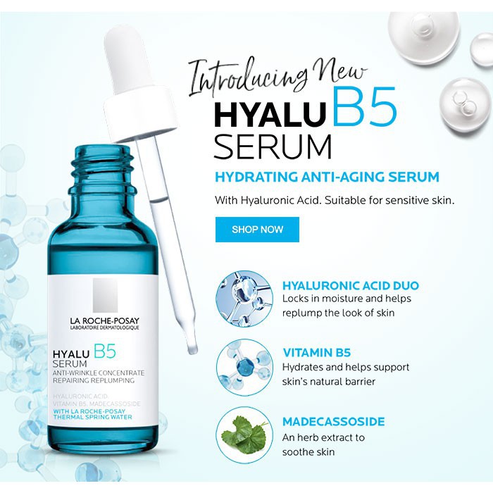 Serum cấp ẩm sâu, phục hồi và tái tạo da La Roche-Posay HYALU B5 Pháp 30ml