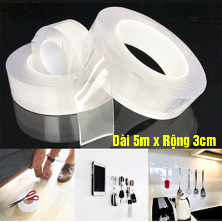 Silicone tape double-sided transparent super strong adhesive magic tape (1mm x 2 m x 3cm)