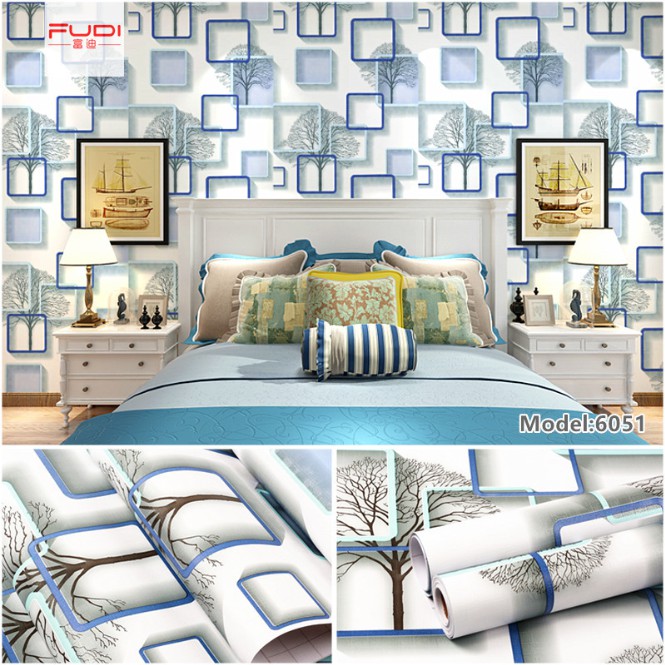 10m GIẤY DÁN TƯỜNG Ô VUÔNG XANH (có keo sẵn)