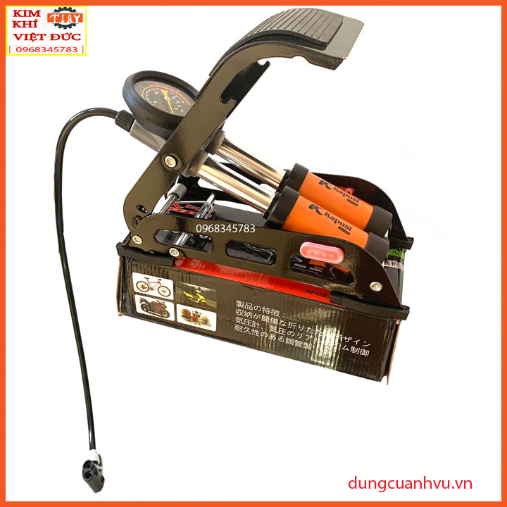 [ CHÍNH HÃNG ]bơm xe đạp chân 2 ống GOFURTER , bơm xe đạp, bơm xe máy, bơm lốp ô tô