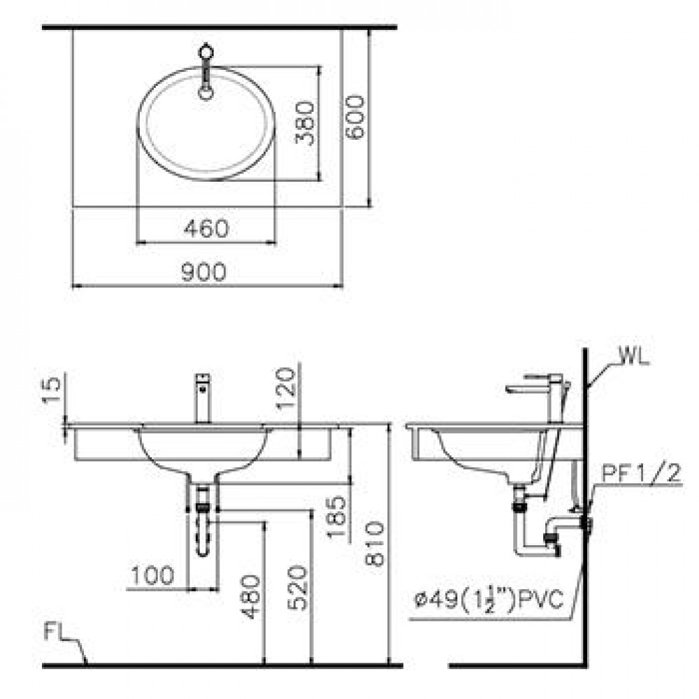 Chậu rửa Lavabo âm bàn Caesar L5115