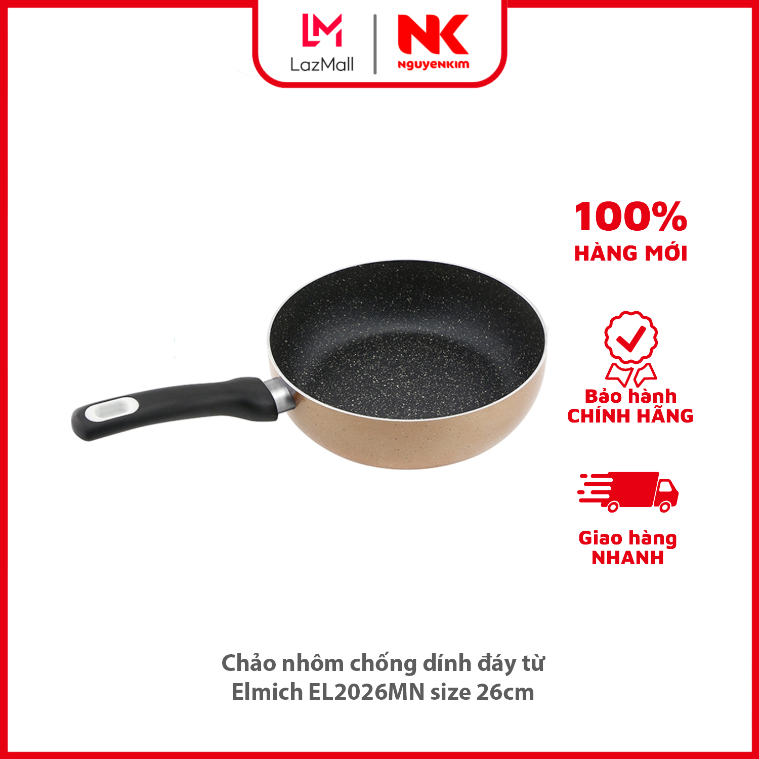 Chảo nhôm chống dính đáy từ Elmich EL2026MN size 26cm