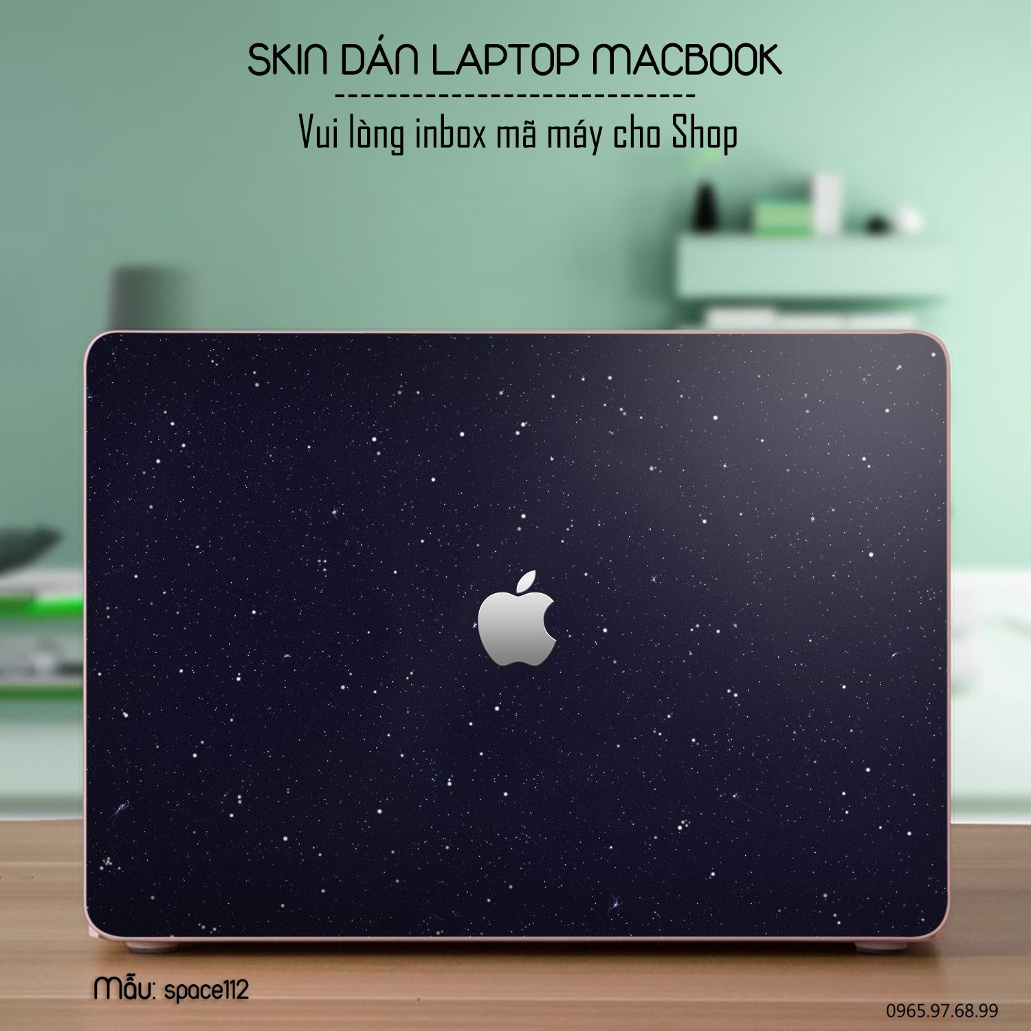 Decal Skin dán Macbook, laptop mẫu không gian (inbox mã máy cho shop)