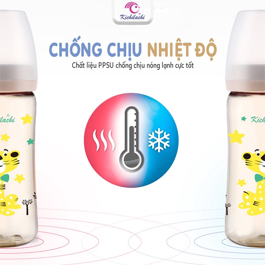 Bình sữa cổ rộng cho bé Kichilachi PPSU Cao cấp 170ml 270ml