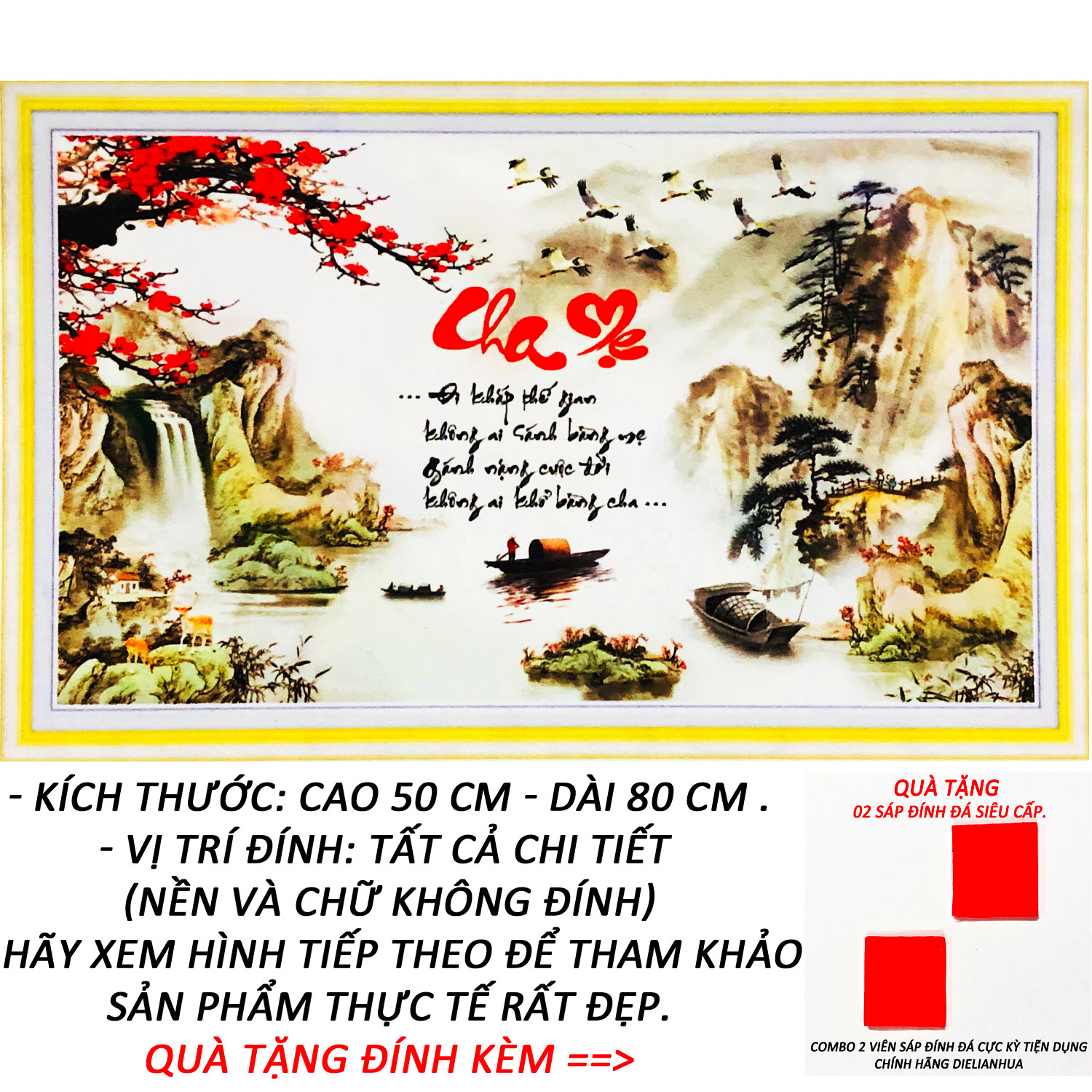 Tranh Đính Đá Tự Làm - Cha Mẹ Là Biển Trời Yêu Thương 20 (Kèm Quà Tặng) - Tranh Minh Hiền (TỰ ĐÍNH ĐÁ)