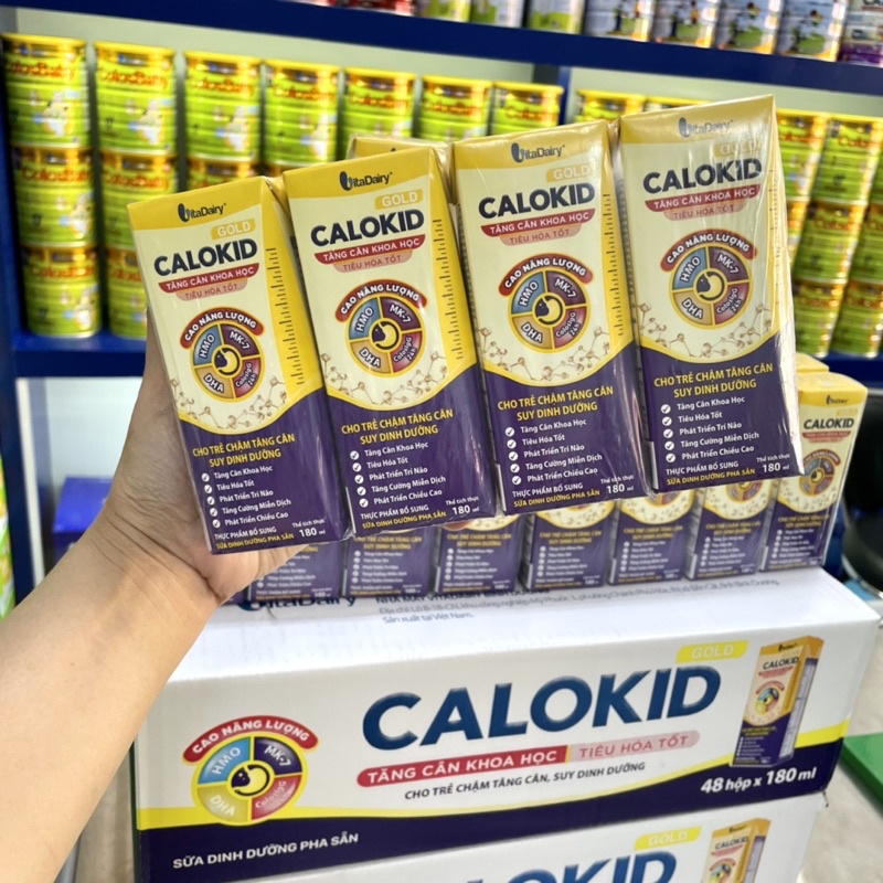 (Tặng Quà Từ 2 Thùng)  Thùng 48 Hộp Sữa Bột Pha Sẵn Calokid 180ml (BIBISTORE)