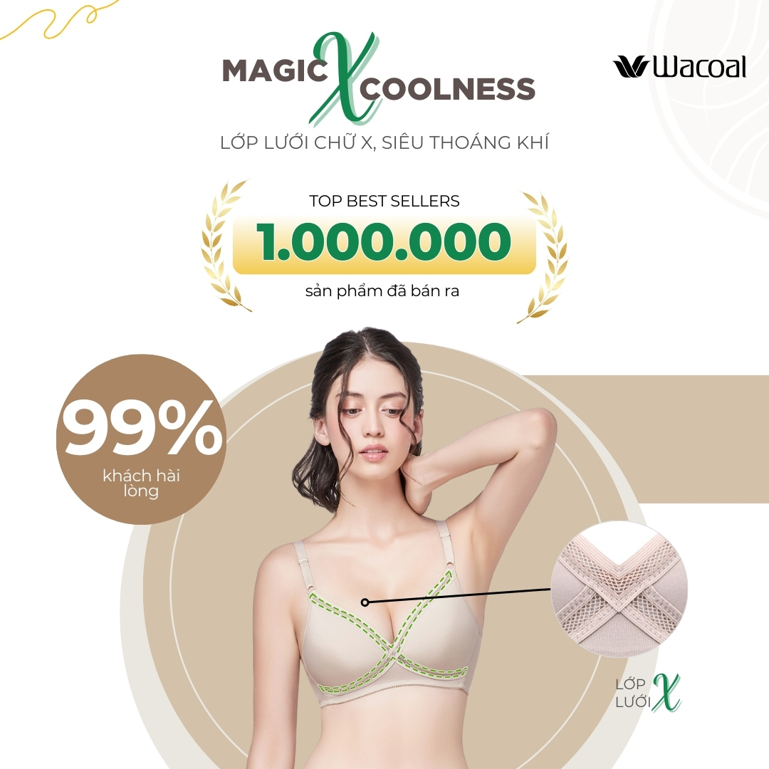 Áo lót Wacoal ILB3213 Magic X Coolness (có size lớn) không gọng thoải mái mút mỏng - LB3213