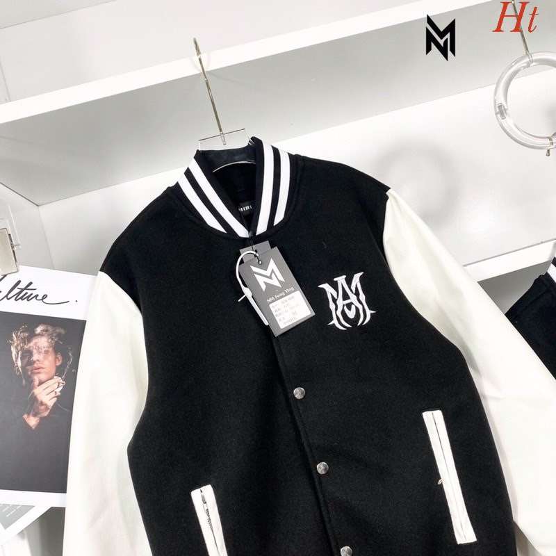 Áo bomber cúc bấm phối tay họa tiết chữ M  móng vuốt/ Áo khoác  nam nữ form rộng unisex kẻ viền xinh xắn_