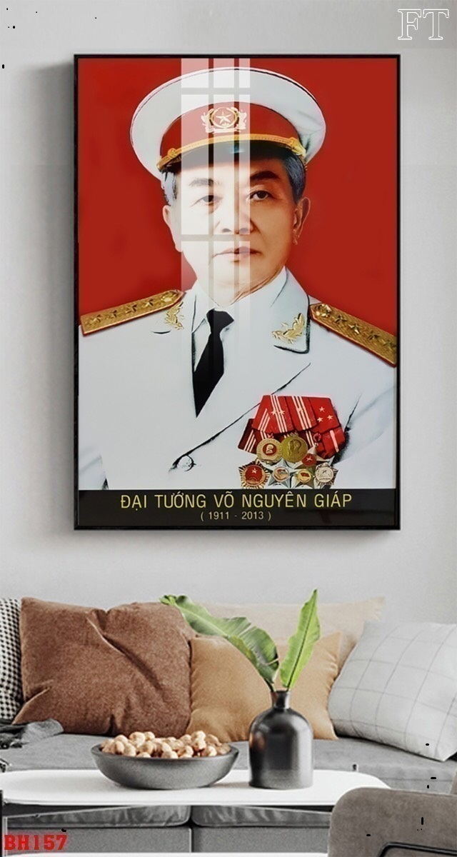 tranh bác hồ thành phẩm sẵn treo chất liệu tráng gương 50x75cm