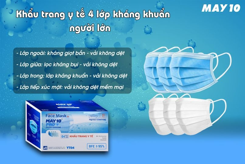 Khẩu trang y tế 4 lớp kháng khuẩn ⚡𝑴𝑨𝒀 10 𝑪𝒉𝒊́𝒏𝒉 𝒉𝒂̃𝒏𝒈⚡