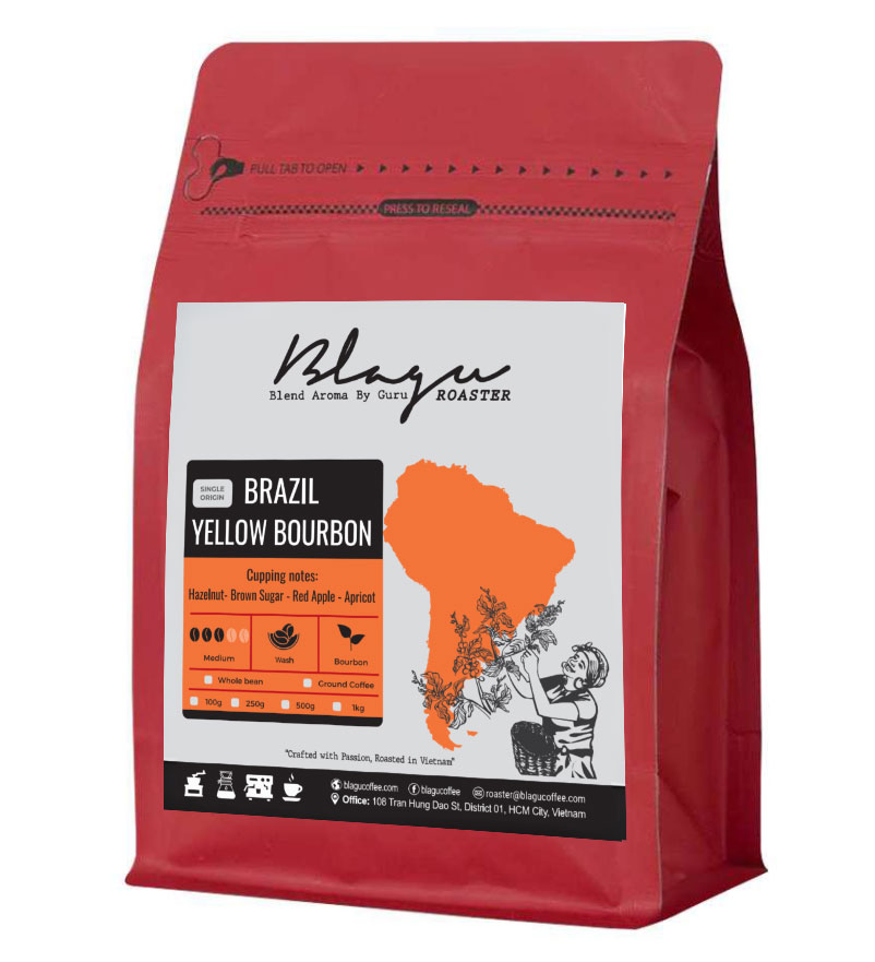 Cà Phê Blagu Hạt Đã Rang, Brazil Yellow Bourbon - Medium Roast - 250g