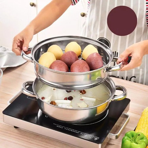 NỒI LẨU KIÊM NỒI HẤP INOX 2 TẦNG ĐA NĂNG VUNG KÍN HIỆN ĐẠI -XỬNG HẤP 2 TẦNG CÁCH THỦY HẤP LUỘC ĐỒ ĂN SIÊU NHANH  AN TOÀN VỆ SINH