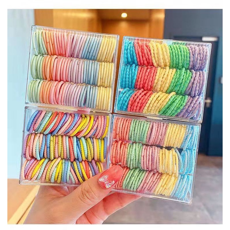 SET 60 DÂY CỘT TÓC CAO SU NHIỀU MÀU ĐÀN HỒI CAO CHO BÉ - THUN CÔT TÓC