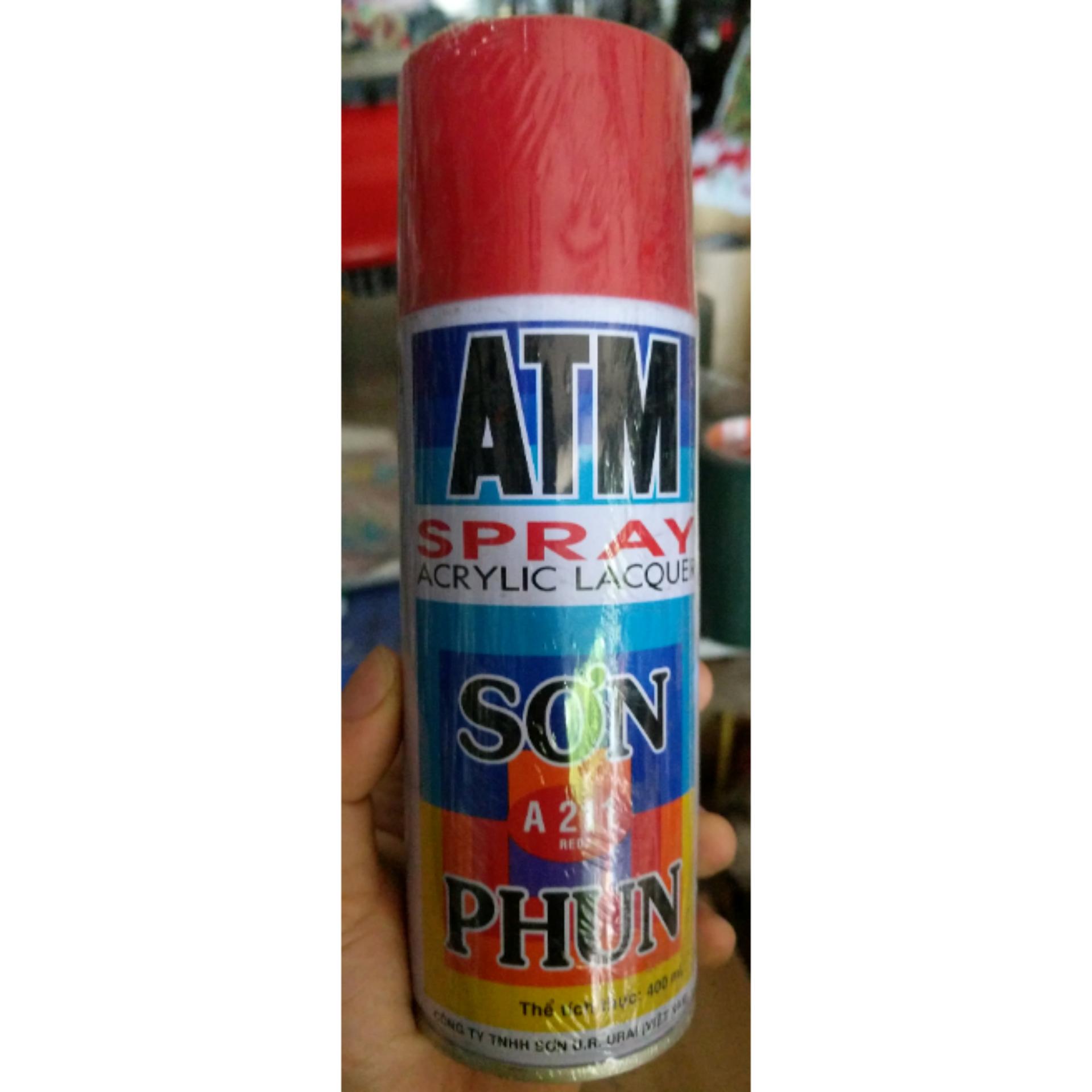 Sơn Xịt màu pha sẵn ATM A211 400ml màu đỏ (red).