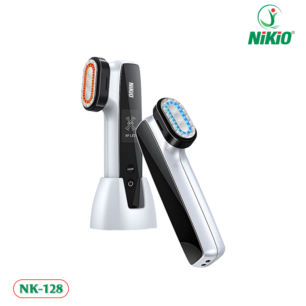 Máy massage mặt, mát xa trẻ hóa da, nâng cơ, giảm nhăn nikio nk-128 - công nghệ điện di rf kết hợp nhiệt nóng lạnh và ion âm dương