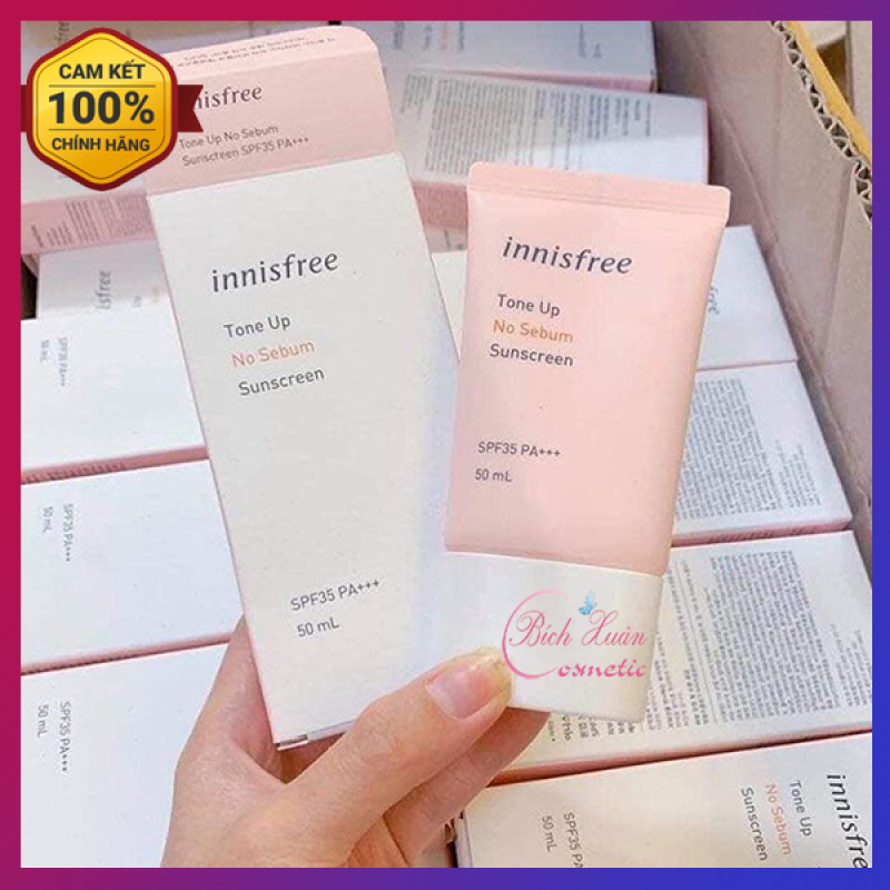 Kem Chống Nắng Kiềm Dầu Nâng Tông Da Innisfree Tone Up No Sebum 50ml Màu Hồng Siêu Xinh giá rẻ